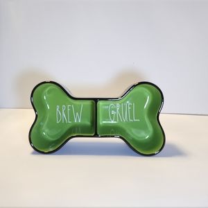 Rae Dunn Brew & Gruel Pet Bowl In Green/Black